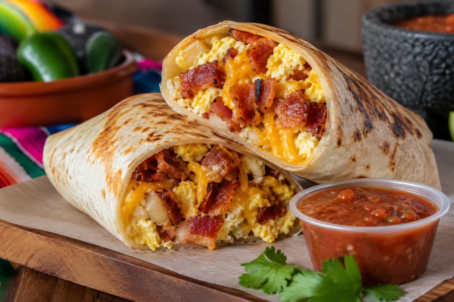 Huevo con Tocino burrito